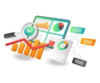 Isometric illustration concept. Network analysis seo optimization Isometric illustration concept. Network analysis seo optimization